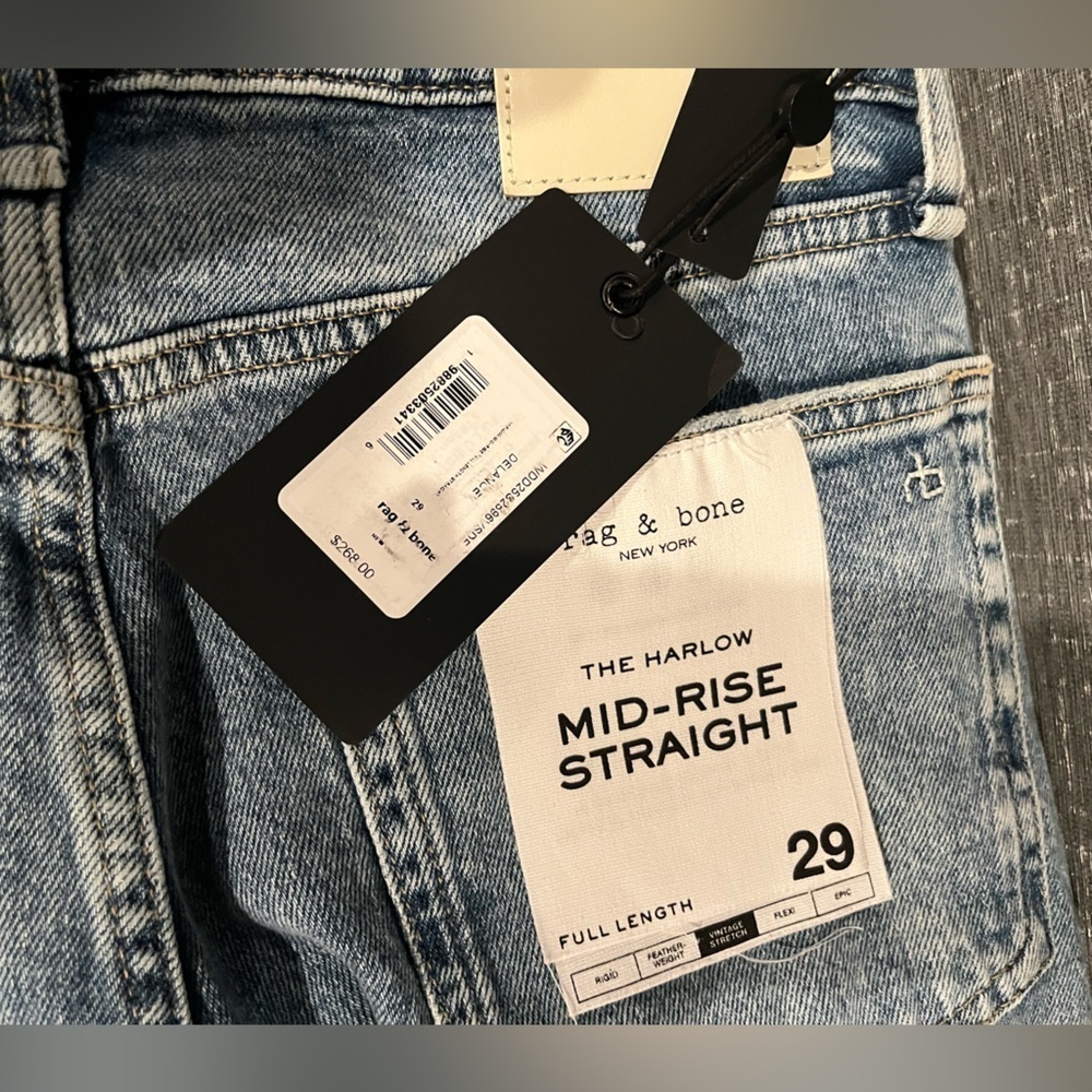 NWT Rag and Bone Harlow Straight Leg Jeans Delaney Light Blue 29 - Picture 7 of 7